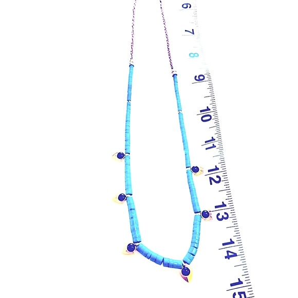 💧NWOT Lizzie Fortunato Necklace💧Turquoise 14k Plated & Black Onyx💧Adjustable💧 - Picture 9 of 11